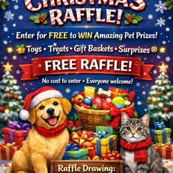 Pet Joy - Two more days left for our annual Christmas raffle. Free entry with a purchase. Drawing will close 12/24. Merry Christmas and Happy Holidays