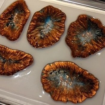 Abstract Orlando - Resin coasters yet we're going to drill holes and make a hanging mobile a "wind chime". - Art Galleries Near Me - Orlando, Florida