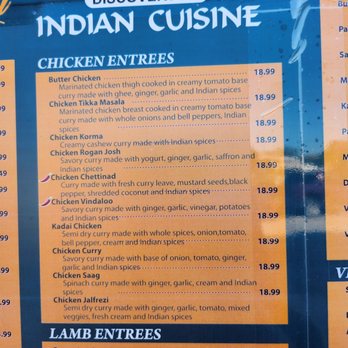 Discovery Indian Cuisine 2.0 - Some of the entree selections - Indian Near Me - Lutz, Florida Discovery Indian Cuisine 2.0 - Some of the entree selections - Indian Near Me - Lutz, Florida