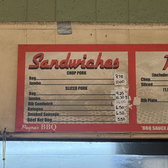 Payne's Bar-B-Que - Menu - Barbeque Near Me - Memphis, Tennessee