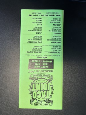 Menu photo 5 Taco Joint Dallas, TX