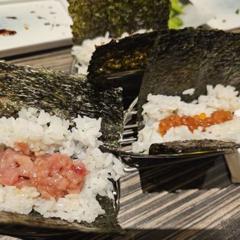 Hinata Sushi Kitchen - Negi toro and ikura hand rolls - Japanese Near Me - Hayward, California Hinata Sushi Kitchen - Negi toro and ikura hand rolls - Japanese Near Me - Hayward, California