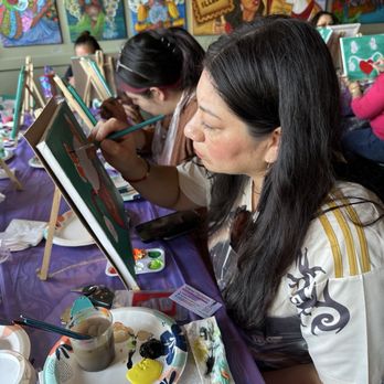 Distrito Catorce - Participant concentration...  Paint & Brunch at Distrito Catorce  Facilitated by Liliflor Art - Bars Near Me - Los Angeles, California