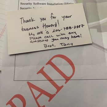 Secure Remote Support - The tech wrote his cell phone number down for us to call. Thank you! - IT Services & Computer Repair Near Me - Vancouver, Washington
