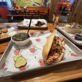 Rollin Smoke Barbeque - Chicken sandwich, collards, brisket bowl, fried pickles, burnt ends. - Food Stands Near Me - Las Vegas, Nevada Rollin Smoke Barbeque - Chicken sandwich, collards, brisket bowl, fried pickles, burnt ends. - Food Stands Near Me - Las Vegas, Nevada