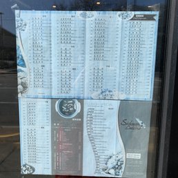 Menu on the door Menu on the door