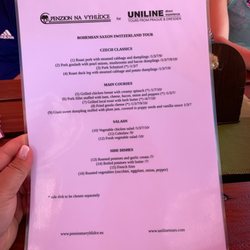 Penzion Na Vyhlídce - Menu for Uniline Tours