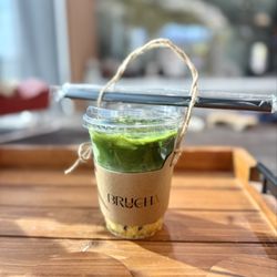 Brucha - Mango matcha with brown sugar boba