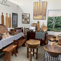 Hazel River Arts & Antiques - Just a small sampling of the the fantastic wood work available from Roger Mello. Tables, Stools, Bowls, Benches and More!!
