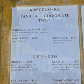 Kippy's Kustard - The menu. - Ice Cream & Frozen Yogurt Near Me - Roanoke, Virginia Kippy's Kustard - The menu. - Ice Cream & Frozen Yogurt Near Me - Roanoke, Virginia