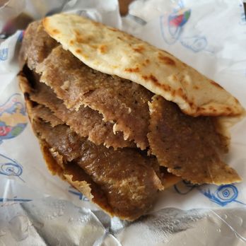 Gyro World - Side view of gyro sandwich #1 - Greek Near Me - Flushing, New York