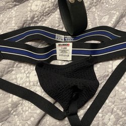 Jock strap with removable pouch. Arm band.