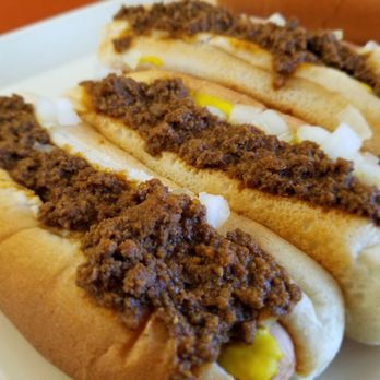Rudy's Hot Dog - three chili dogs on a plate - Hot Dogs Near Me - Toledo, Ohio Rudy's Hot Dog - three chili dogs on a plate - Hot Dogs Near Me - Toledo, Ohio