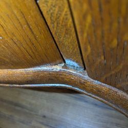 Campbell Furniture Restoration - Door bottom, already scraping off the finish.