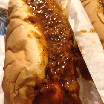 Wienerschnitzel - Close-up of a Chili Dog - Hot Dogs Near Me - Northridge, California Wienerschnitzel - Close-up of a Chili Dog - Hot Dogs Near Me - Northridge, California