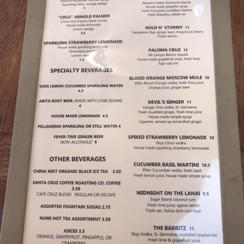 Cafe Cruz - Great Craft Cocktail Menu - Seafood Near Me - Soquel, California