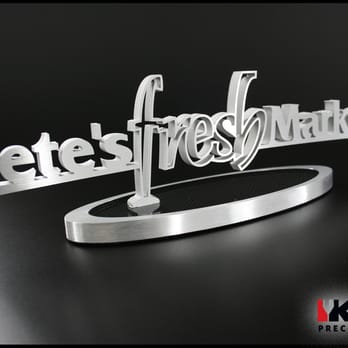 Kirco Precision Tool - 12 Inch wide Desk Sign in Brushed Aluminum, Clear Acrylic, and Carbon Fiber - Building Supplies Near Me - Alsip, Illinois