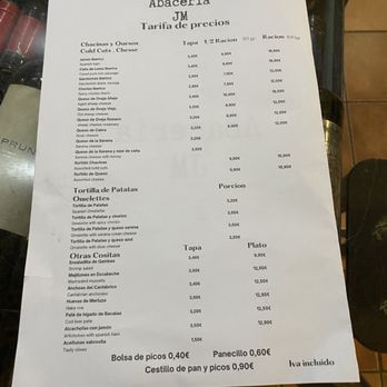 Abacería J.M. - Menu - Spanish Near Me - Seville, SE