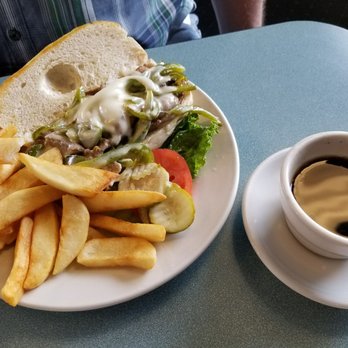 Mother's Table - French Dip with swiss, green peppers, & au jus! - American Near Me - Indianapolis, Indiana