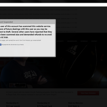 Get Fit NOW Gym - A screen cap of the previous website host saying that Al Irish has scammed many people. - Gyms Near Me - Royal Oak, Michigan