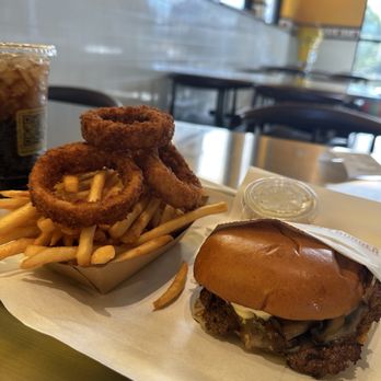 Eat Crispy Burger - SGL MUSHROOM SWISS GARLIC CRISPY BURGER Half Fries - Half Onion Rings. Fried in 100% Pure Avocado Oil - Breakfast & Brunch Near Me - National City, California Eat Crispy Burger - SGL MUSHROOM SWISS GARLIC CRISPY BURGER Half Fries - Half Onion Rings. Fried in 100% Pure Avocado Oil - Breakfast & Brunch Near Me - National City, California