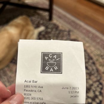 Acai bar - Receipt from today! - Acai Bowls Near Me - Pasadena, California Acai bar - Receipt from today! - Acai Bowls Near Me - Pasadena, California