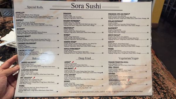 Menu photo 2 Sora Sushi Rancho Cordova, CA Menu photo 2 Sora Sushi Rancho Cordova, CA
