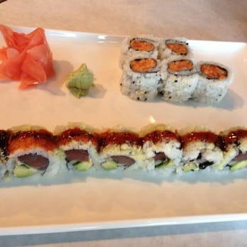 Ronin Sushi - Spicy Tuna roll (1 eaten before pic taken) and Firecracker roll - Sushi Bars Near Me - Dublin, Ohio