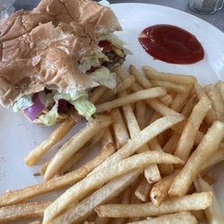 Vito's Asian kitchen - Cheeseburger and French fries-both cooked to perfection!