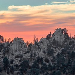 Gray's Peak Trail - Hanna Rocks at sunset, seen about 2/3 of the way up the trail.