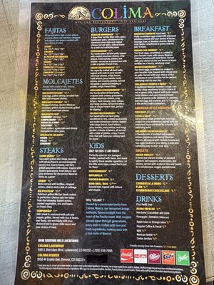 Menu photo 1 Colima Denver, CO
