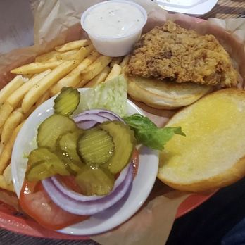 Clem Mikeska's Bar-B-Q and Grill - Chicken fried steak sandwich with side of fries - Barbeque Near Me - Belton, Texas