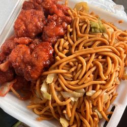 ABC Seafood Restaurant - No. 1 Combo Spicy Sweet and Sour Chicken and Lo Mein Noodle $7.99 !!
