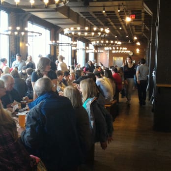Harpoon Brewery - Beer hall on a rainy Saturday around 1pm - Breweries Near Me - Boston, Massachusetts