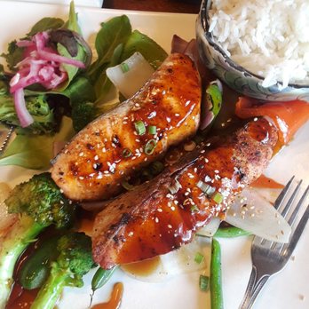 Blue Fish - Teriyaki Salmon! Well seasoned and not overcooked. - Asian Fusion Near Me - Dearborn, Michigan