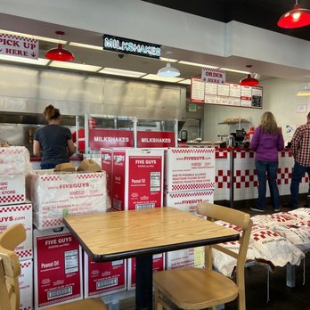 Five Guys - the inside of a fast food restaurant - Burgers Near Me - Beaverton, Oregon Five Guys - the inside of a fast food restaurant - Burgers Near Me - Beaverton, Oregon