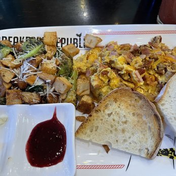 Breakfast Republic - Protein scramble and brussel sprout potatoes - Breakfast & Brunch Near Me - San Diego, California Breakfast Republic - Protein scramble and brussel sprout potatoes - Breakfast & Brunch Near Me - San Diego, California