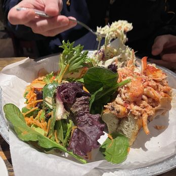 Sam's Chowder House - 'Naked' lobster roll with salad - Seafood Near Me - Half Moon Bay, California Sam's Chowder House - 'Naked' lobster roll with salad - Seafood Near Me - Half Moon Bay, California