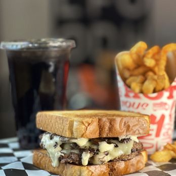 Stackers Burger - Mushroom Melt With Drink & Fries - Burgers Near Me - Albuquerque, New Mexico