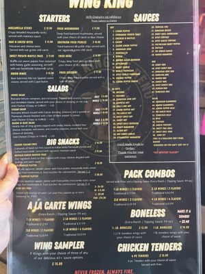 Menu photo 1 Wing King Reno, NV