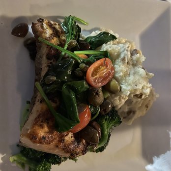 Cobb's Landing - Mediterranean Grilled Salmon ... only good part of our meal. - Seafood Near Me - Fort Pierce, Florida Cobb's Landing - Mediterranean Grilled Salmon ... only good part of our meal. - Seafood Near Me - Fort Pierce, Florida