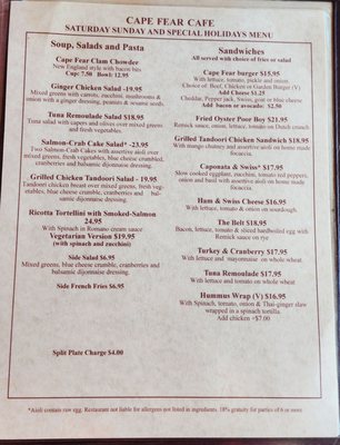 Menu photo 2 Cape Fear Café Duncans Mills, CA Menu photo 2 Cape Fear Café Duncans Mills, CA