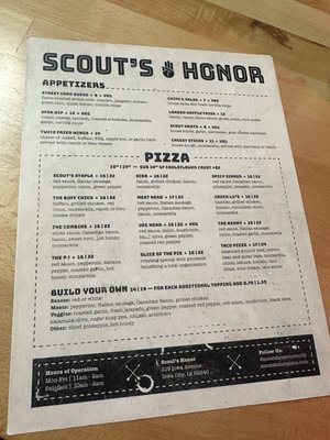 Menu photo 1 Scout’s Honor Iowa City, IA