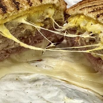 Hot Off The Presses - Prensa Libre.  Cuban Sandwich... Shaved Pit Ham, Mojo Marinated Pork, Yellow Mustard, Pickle, and Swiss Cheese on thick sliced yellow bread. - Soup Near Me - West Des Moines, Iowa