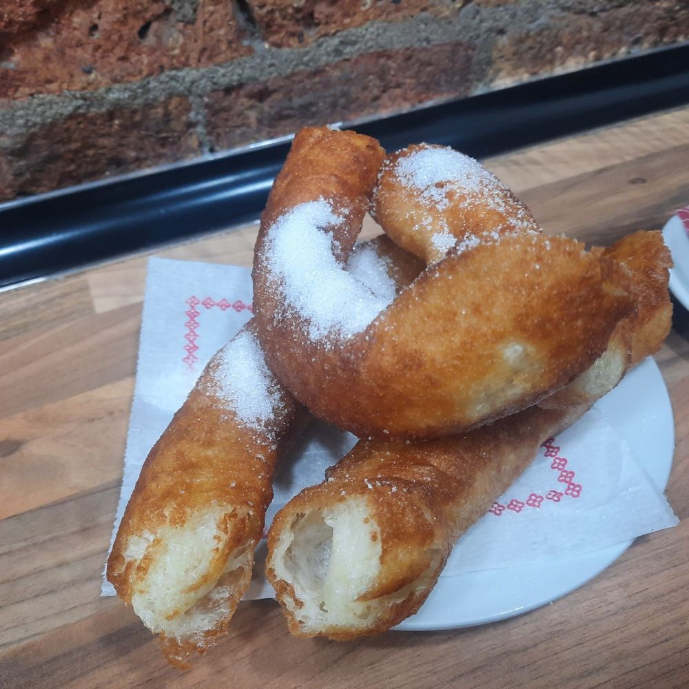 Xurrería Laietana - Porras came in an order of 4. It was 2 euro without the hot chocolate dip. - Churros Near Me - Barcelona, B Xurrería Laietana - Porras came in an order of 4. It was 2 euro without the hot chocolate dip. - Churros Near Me - Barcelona, B