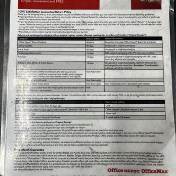 Office Depot - This is their return policy... - Office Equipment Near Me - Winter Park, Florida Office Depot - This is their return policy... - Office Equipment Near Me - Winter Park, Florida