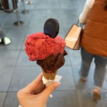Venchi - ~70% dark chocolate gelato + raspberry sorbet - Gelato Near Me - Santa Clara, California Venchi - ~70% dark chocolate gelato + raspberry sorbet - Gelato Near Me - Santa Clara, California