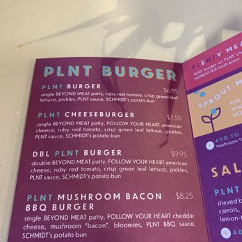 PLNT Burger - Menu as of January 2020 - Vegan Near Me - Silver Spring, Maryland PLNT Burger - Menu as of January 2020 - Vegan Near Me - Silver Spring, Maryland