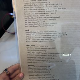 Wine menu