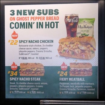 Subway - Here's the menu that promotes the spicy sandwiches, as seen on national television, and NFL games. - Sandwiches Near Me - Colfax, California
